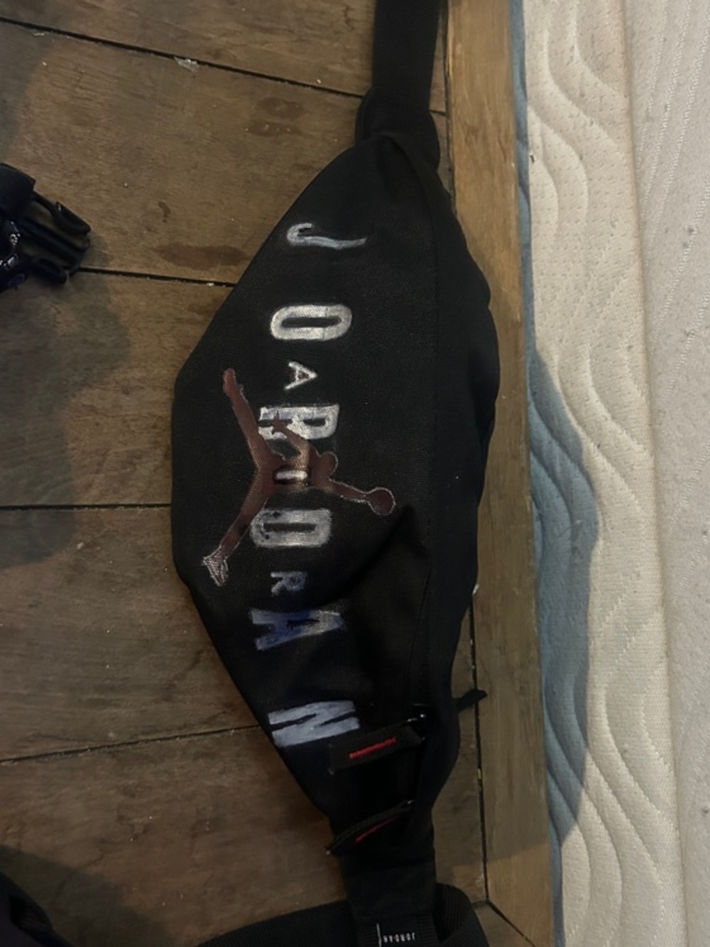 Jordan Black Waist Sling Bag with Jumpman Logo and two pockets